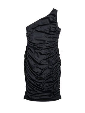 NWOT | Onyx Black Asymmetric One-Shoulder All-Over Ruched Bodycon Dress | Small